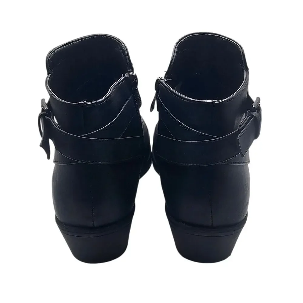 Vepose Black 911 Classic Ankle Boot with Zipper and Low Heel